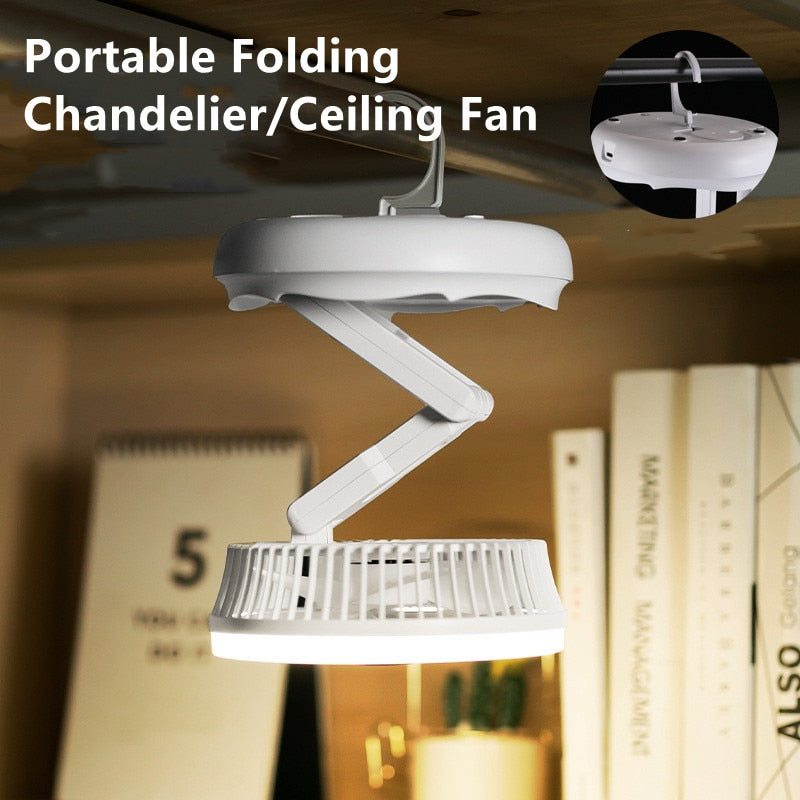 Foldable USB Charging Table Fan | Wall Mounted Ceiling Fan with LED Light | 4 Speed Adjustable Fan