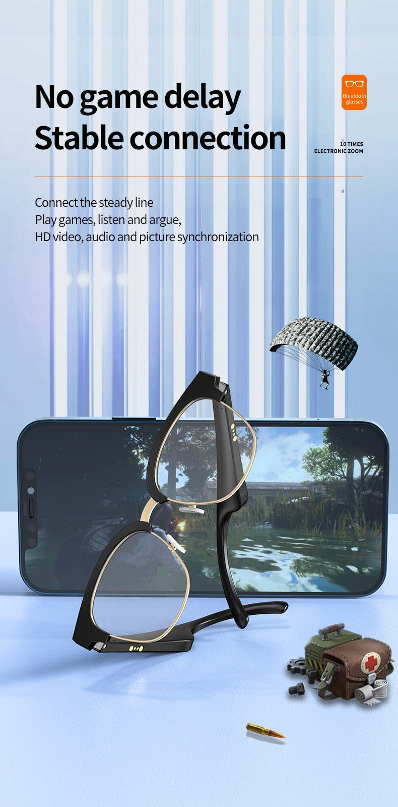 Bluetooth Smart Glasses with Headphones