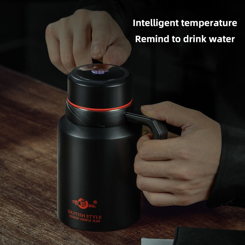 Insulated Stainless Steel Coffee Mug With Tea Infuser and Touch Temperature Display