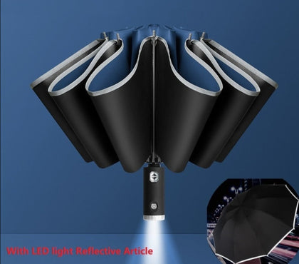 Auto Open Close Light-emitting LED Reverse Ten-bones Three-folding  Umbrella - Cysos Electronics