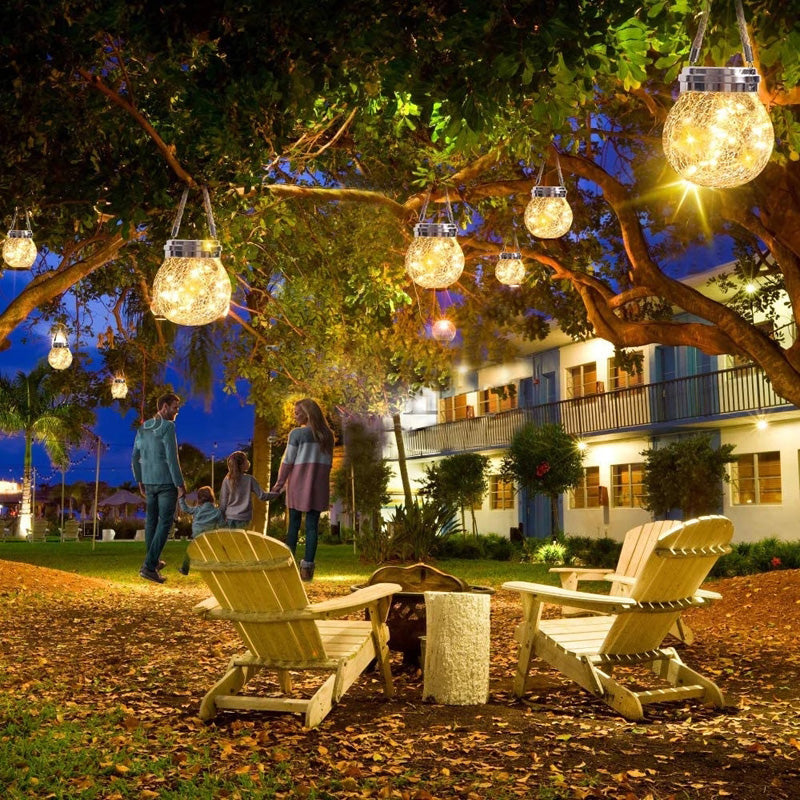 LED Ball Glass Waterproof Outdoor Garden Hanging Lamp Solar Light - Multicolor