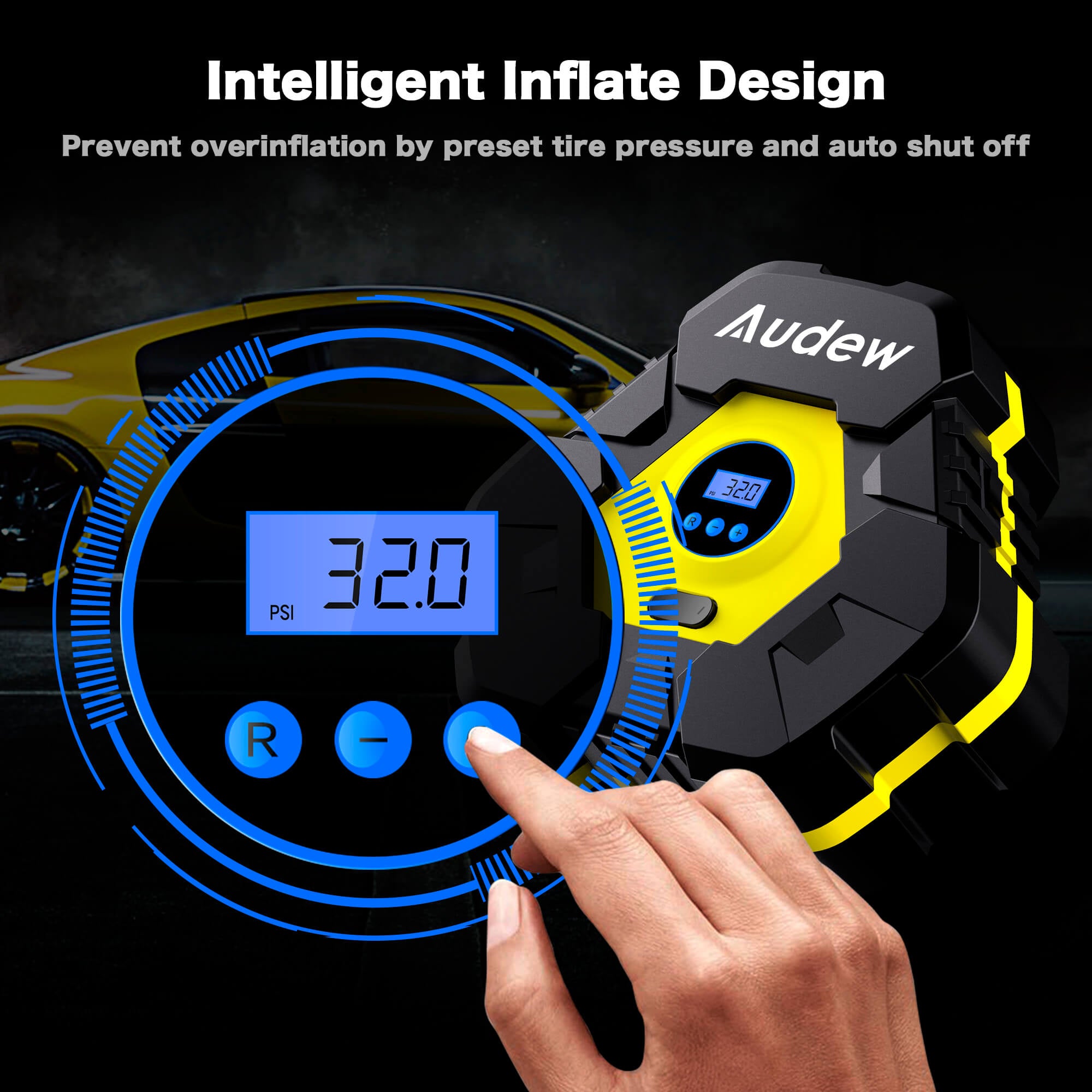 Portable Digital Tire 12V Car Air Compressor Pump with 150 PSI LED Scr–  Cysos Electronics