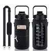 Large Half Gallon/64oz Motivational Water Bottle Set with Time Marker & Straw, Leakproof Tritan BPA Free Water Jug