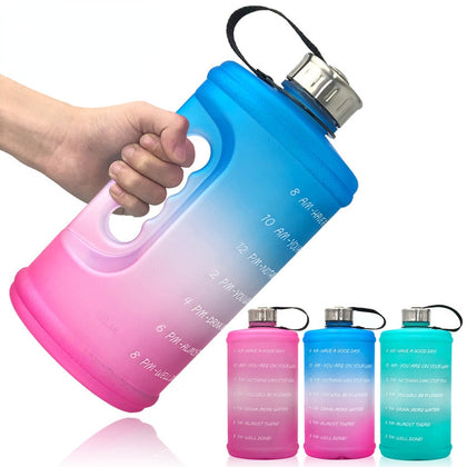 Large Motivational Water Bottle with Time Marker BPA Free Plastic for Fitness, Gym, and Outdoor Sports - Cysos Electronics