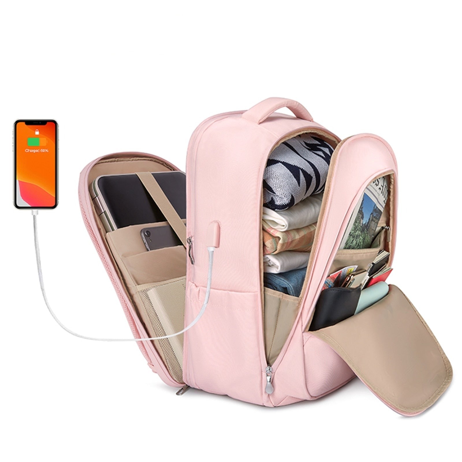 School/Business Smart Waterproof Laptop Backpacks with USB Charging Port