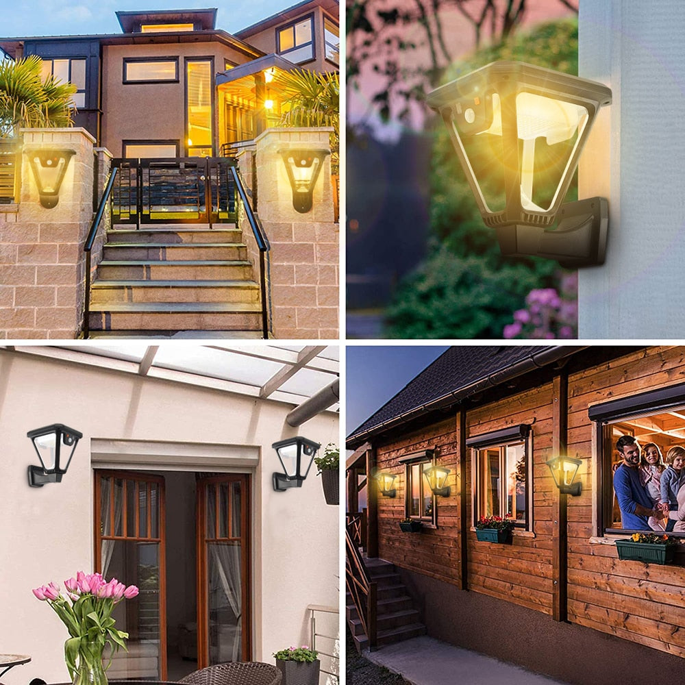 Solar Motion Sensor Waterproof Outdoor  Lights with Remote  and USB Charging