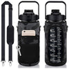Large Half Gallon/64oz Motivational Water Bottle Set with Time Marker & Straw, Leakproof Tritan BPA Free Water Jug