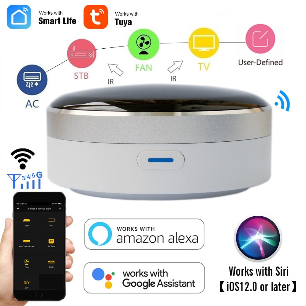 Universal Infrared Smart Home Control Remote Compatible with Google Assistant Alexa Siri