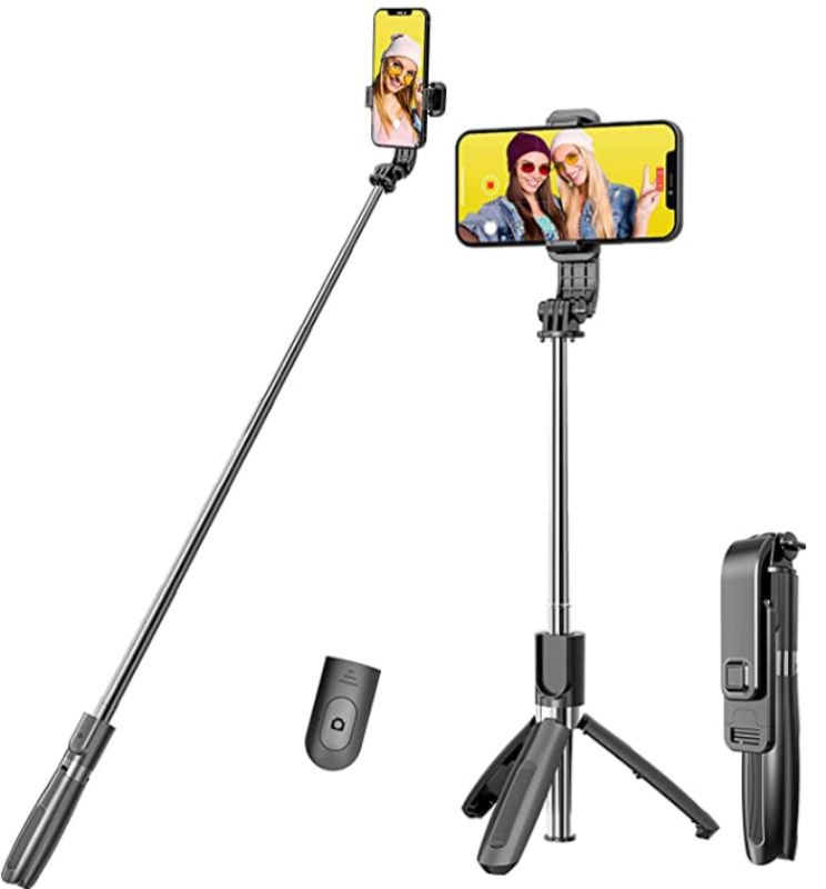 Portable Selfie Stick with Detachable Bluetooth Remote and Mini Tripod Stand for iPhone and Android